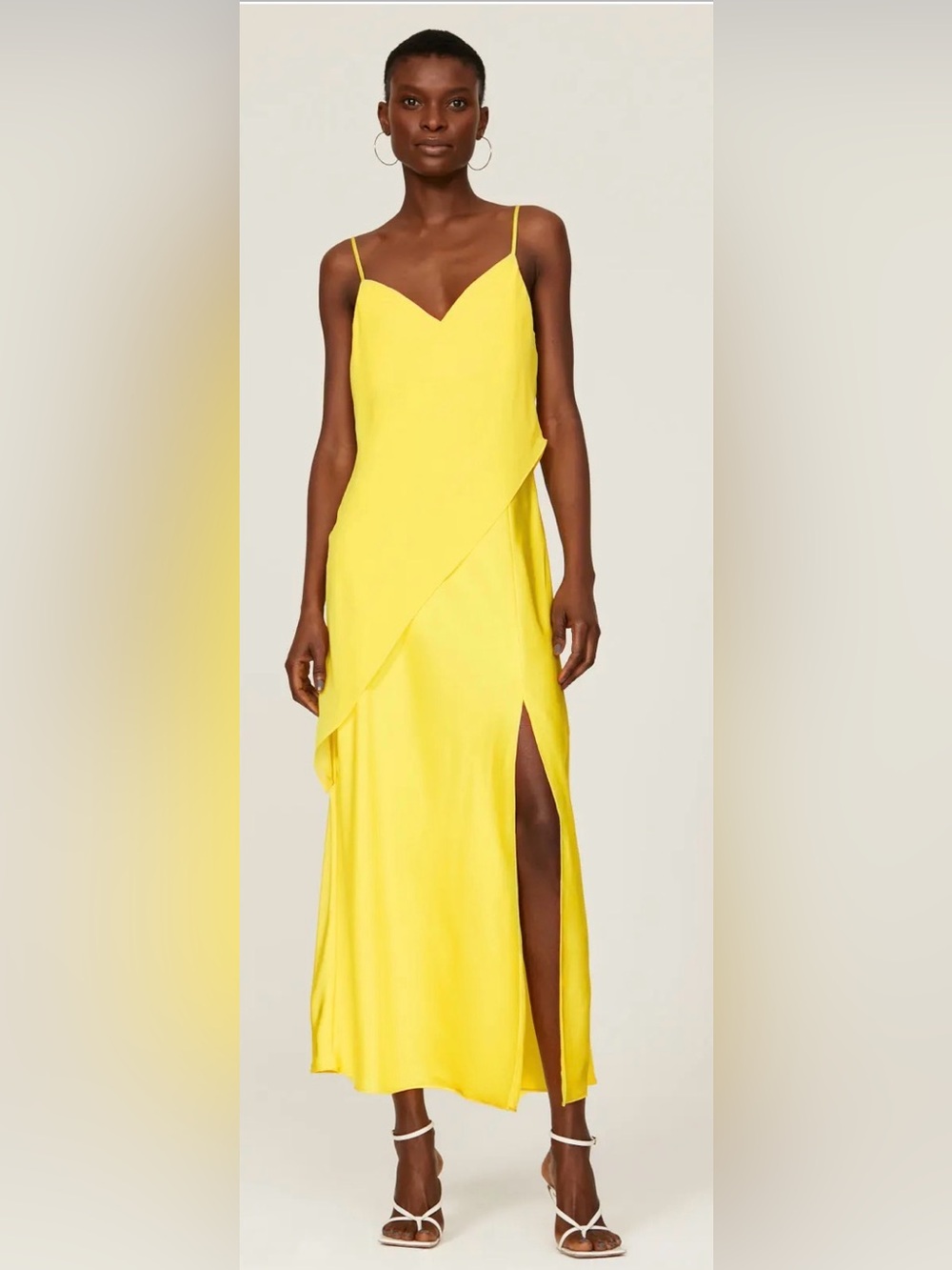 Saunders x Rent the Runway Lara Yellow Satin Slip Dress Size 10